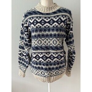 Allison Smith Women's Knit Fair Isle Crewneck Sweater Size Medium Vintage